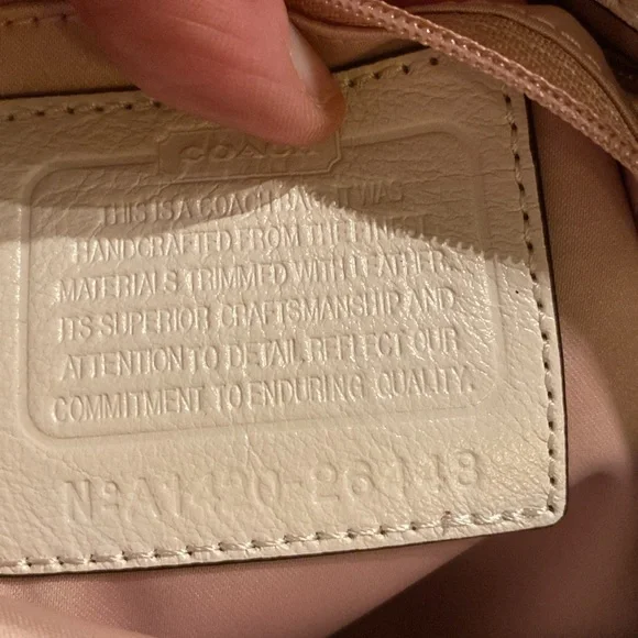 Coach Madison Phoebe Op Art Sateen Bag Purse 26448 Light Khaki Champagne Pink.